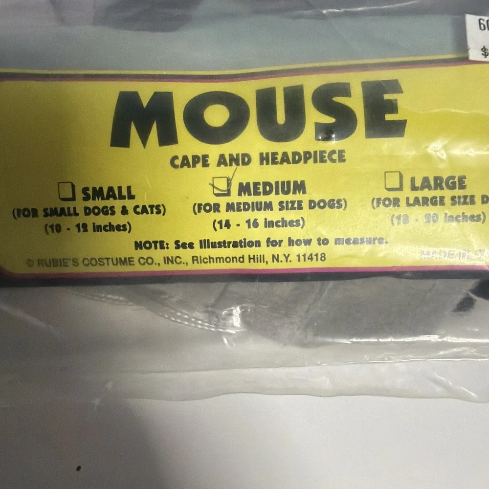 Rubie's North Shore Animal Medium Mouse Pet Dog Cat Costume Cape Headpiece H-1
